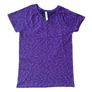 Athleta Womens Top Momentum Printed Tee Short Sleeve Athletic Purple Size Large